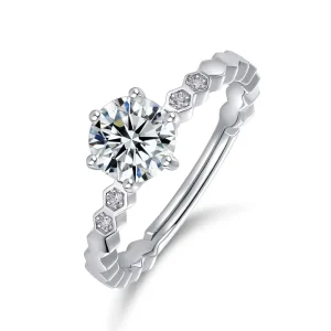 925 Sterling Silver Engagement Ring 1ct VVS Moissanite Diamond Jewelry