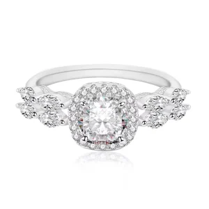 925 Sterling Silver Engagement Wedding Jewelry Zircon Moissanite Diamond Promise Ring for Women