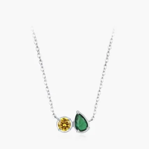 925 Sterling Silver Exquisite Colorful Geometric Pendant Necklace for Women Fine Jewelry Wedding Gift