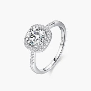 925 Sterling Silver Exquisite Princess Fang Wedding Ring Platinum Plated Sparkle Zircon Jewelry For Women