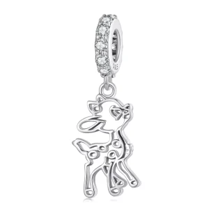 925 Sterling Silver Fashion Hollow Animal Fawn Pendant Charm Fit Bracelet Jewelry Silver Beads DIY for Women Gift SCC2398