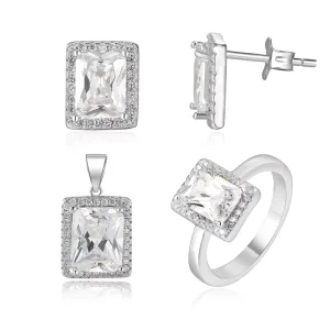 925 Sterling Silver Fashion Jewelry Sets Cubic Zirconia & Diamond with Geometric Pattern Gold Rose Gold Plated Parties