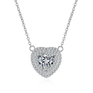 925 Sterling Silver Fashion Necklace Engagement 1CT Heart Cut Moissanite Diamond Full Pave Pendant Fashion Jewelry Gifts