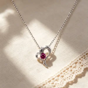 925 Sterling Silver Fashion Necklace Pendant Charm Cubic Zirconia Adjustable Chain Secure Clasp