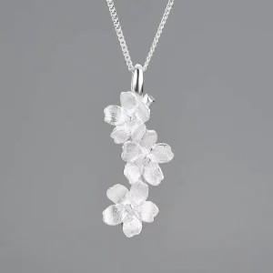 925 Sterling Silver Floral Pendant Necklace for Women Gold Plated Flower Cluster Necklace Vintage Fine Jewelry Gift