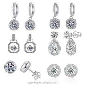 925 Sterling Silver Flower Drop Earrings Moissanite Trendy Fashion Jewelry For Women For Engagement Wedding Anniversary Parties