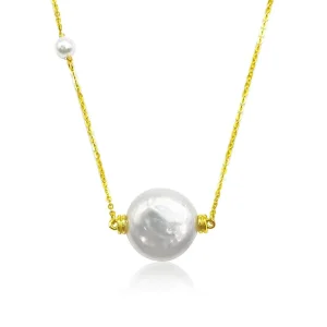 925 Sterling Silver Freshwater Pearl Pendant Necklace Elegant Minimalist Round Pearl Jewelry Gift For Women