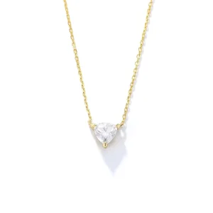 925 Sterling Silver Gold Plated Cubic Zirconia Triangle Pendant Necklace for Women