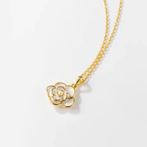 925 Sterling Silver Gold Vermeil Necklace Chain Flower Wreath Necklace Pearl Necklace Handmade