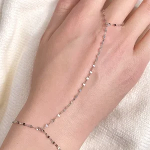 925 Sterling Silver Gold Zircon Lips Chain Wrist Bracelets Engagement Wedding Party Gift Handchain Finger Jewelry