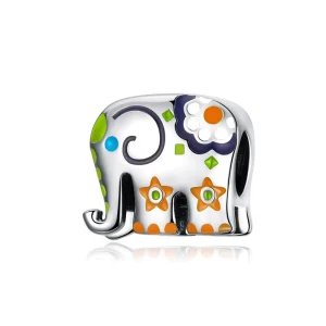 925 Sterling Silver Happy Elephant Beads Colorful Zircon Charms for Original Bracelet Pendant Jewelry Gift BSC095