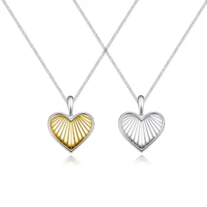 925 Sterling Silver Heart Pendant Necklace 18K Gold Plated Minimalist Clavicle Chain