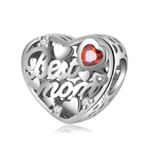 925 Sterling Silver Heart Shape Bead Letter MOM Charm for Women Bracelet Fine Jewelry Making Charm Mother’s Day Gift