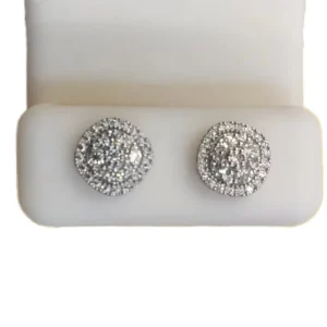 925 Sterling Silver Iced Full Pave D Color VVS Moissanite Round Stud Earrings Trendy Flower Pattern Men Women Weddings Gifts