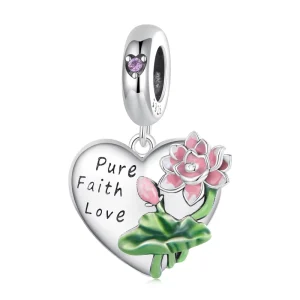 925 Sterling Silver Lotus Heart Pendant Beads Charm Fit Bracelet Jewelry DIY Fine Jewelry Accessories for Women Gift SCC2417