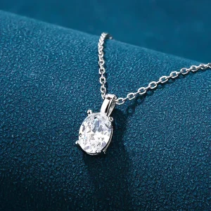 925 Sterling Silver Luxury Oval CZ Pendant Necklace Women Elegant Minimalist Chain Jewelry Gift Hypoallergenic Sparkling Dainty
