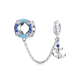 925 Sterling Silver Maritime Journey Charms Anchor Safety Chain Beads Fit DIY Bracelet Women Jewelry Charms SCC1149