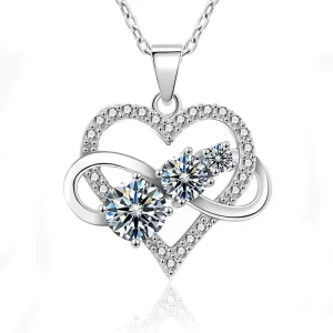 925 Sterling Silver Moissanite Heart Necklace Fashionable Gorgeous for Men Ladies Casual Niche Advanced Sense Couples Gifts