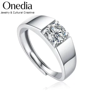 925 Sterling Silver Moissanite Men’s Cluster Ring Prong D Color VVS1 Polished Wedding Engagement Couple
