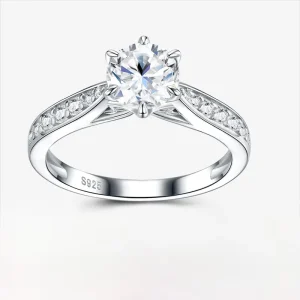 925 Sterling Silver Moissanite Solitaire Ring Fashion Jewelry Sparkling Wedding Gift Ring