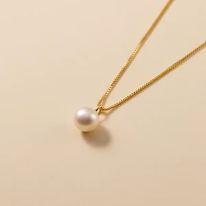 925 Sterling Silver Natural Freshwater Pearl Pendant Gold Plated Necklace Fashion Jewelry for Women