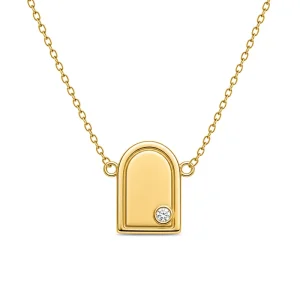 925 Sterling Silver Necklace Arch Tag Gold Plated Geometric Sculptural Girls Party Boutique Holiday Fashion Birthday