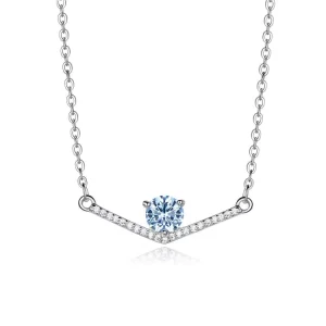 925 Sterling Silver Necklace Fashion Pendant Necklace by Crystal Birthstone Women Sterling Silver Chain Jewelry Gift