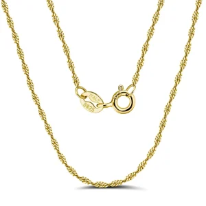 925 Sterling Silver Necklace Italian 18K Twisted Curb Singapore Rope Chain Fashion Jewellery for Women’s Wedding