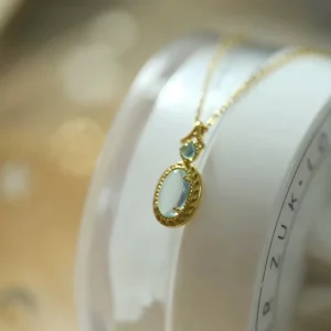925 Sterling Silver Oval Moonstone Necklace Vintage Gold Plated Gemstone Pendant For Women