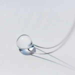 925 Sterling Silver Pendant Necklace Simple White Crystal Necklace