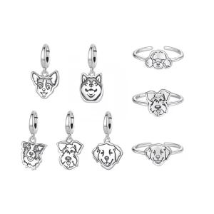 925 Sterling Silver Pet Dog Clasp Pendant Openable Locket Schnauzer Beads for Women Bracelet Accessories DIY Cute Gift SCC3214