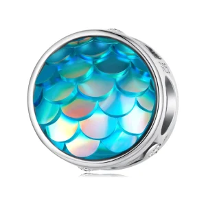 925 Sterling Silver Rainbow Fish Scale Beads Charms Fit Bracelet DIY Necklace Woman Fashion Jewelry Accessories SCC2412