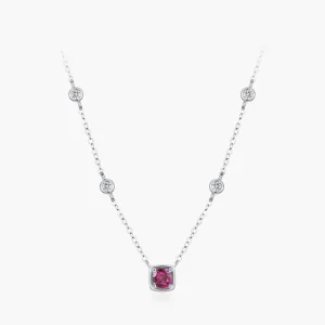 925 Sterling Silver Red Corundum Zircon Stack Chokers Necklaces for Women Dainty Charms Necklace Love Gift