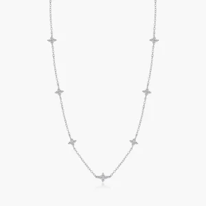 925 Sterling Silver Rhodium Plated Fashion Simple Four Leaf Clover Zircon Link Chain Charms Necklace for Women Fine Jewelry