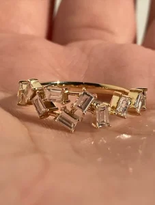 925 Sterling Silver Rings Fashion Rings Baguette Cut HPHT CVD Lab Grown Diamond Ring 10K 14K 18K Gold Ring Daily Wear