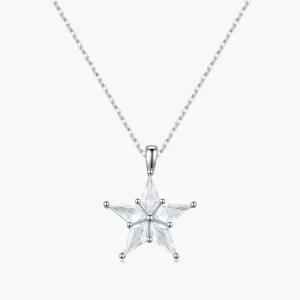 925 Sterling Silver Shining Stars Clear Cubic Zirconia Pendant Necklaces for Women Dating Fine Jewelry