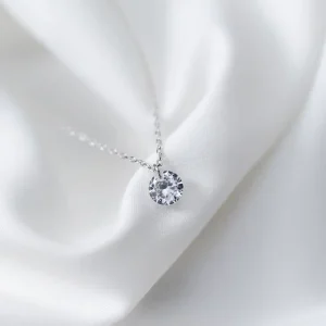 925 Sterling Silver Simple Round Clear CZ Link Chain Pendant Necklace for Women Fine Jewelry Accessories