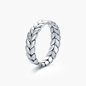 925 Sterling Silver Simple Stackable Wheat Finger Rings For Women Lucky Leaves Original Fine Jewelry Fashion Party Ring
