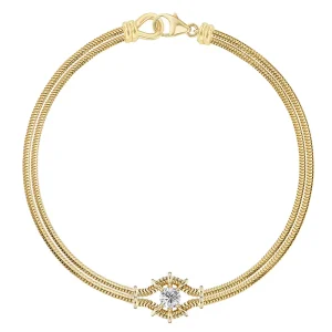 925 Sterling Silver Statement 18K Gold Plated Double Layer Devil’s Eye Jewelry Bracelet for Women