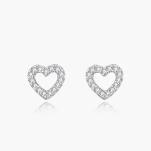 925 Sterling Silver Sweet Cute Heart Stud Earrings For Women Girl Dazzling Statement Hypoallergenic Jewelry