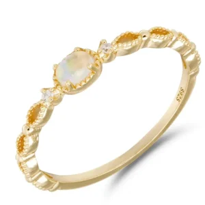925 Sterling Silver Three Stone Oval Opal Ring Elegant Gemstone Fashion Ring For Women Jewelry