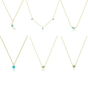 925 Sterling Silver Turquoise Pendant Necklace Gold Plated Minimalist Blue Stone Necklace
