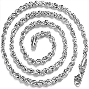 925 Sterling Silver Twisted Rope Snake Chain Necklace Unisex Hip Hop Wedding Engagement Jewelry