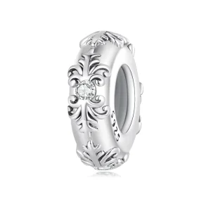 925 Sterling Silver Vintage Pattern Silicone Spacer Bead Charm Fit Bracelet DIY Woman Fashion Jewelry Accessories SCC2396