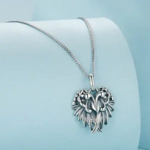 925 Sterling Silver Vintage Style Angel Wing Heart Pendant Necklace with Zircon Women’s Fashion Jewelry Family Gift SCN504