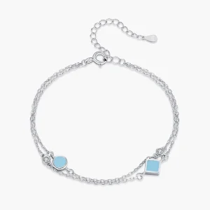 925 Sterling Silver Vintage Turquoise Bracelet Shiny Zircon Link Chain Bracelet For Women Girls Party Accessories Jewelry