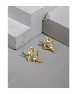 925 Sterling Silver Women Minimalist Gold Plated Stud Earrings Custom Jewelry