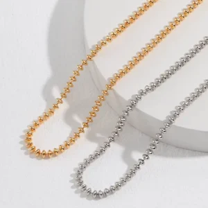 925 Sterling Silver Women’s Trendy Wedding Abacus Beads 3mm Gold Plated Choker Necklace