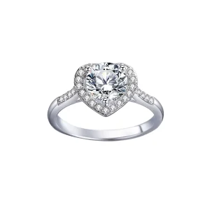 925 Sterling Silver Zircon Diamond Engagement Ring Love Heart Shape Moissanite Eternity Ring for Women