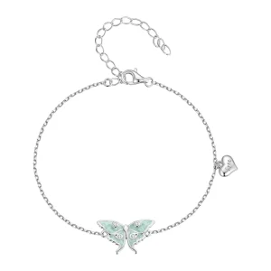 925 Sterling Silver the Wizard of Oz Mint Green Enamel Butterfly Bracelet Pave Setting CZ for Women Birthday Gift BSB118